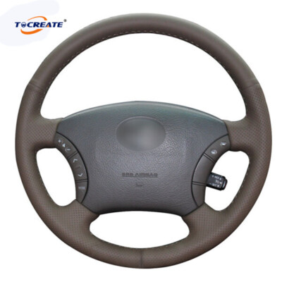 Dark Brown Leather Steering wheel Cover for Toyota Land Cruiser Prado120 #FT58