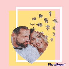 CUSTOM PHOTO PUZZLE Heart Shaped Jigsaw Family Wedding Anniversary Birthday Gift