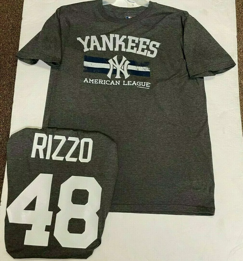 ANTHONY RIZZO YANKEES GREY MENS NAME AND NUMBER SHIRT SMALL LARGE