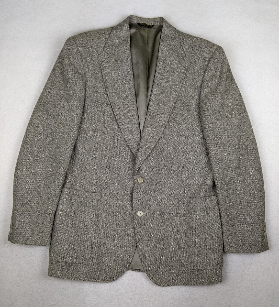 VINTAGE MEN'S BEIGE WOOL TWEED BLAZER JACKET SPORT COAT - SIZE 44L