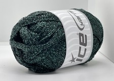 Halley Green Black 80891 Ice Yarns Metallic Lurex Glitter Ribbon 50g 109yd 1/4"w