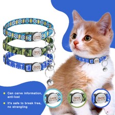 Personalized kitten Collar with Bell Custom Engraved ID Tag Cat Puppy Camouflage
