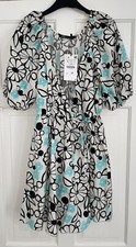 ZARA WHITE MULTI FLORAL PRINTED PUFF SLEEVES SHORT WRAP POPLIN DRESS SIZE L BNWT