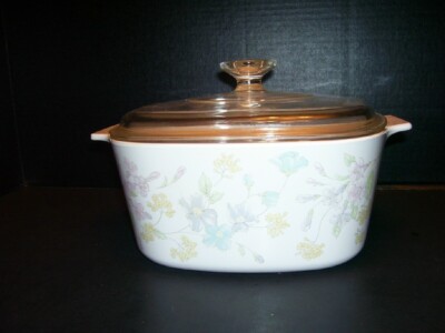 Corning Ware Floral PASTEL BOUQUET 5 A-3-B  3 Liter Casserole Dish w/ Pyrex Lid