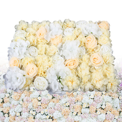 12Pcs Artificial Flower Wall Panel Rose Hydrangea Wedding Party Venue Decor