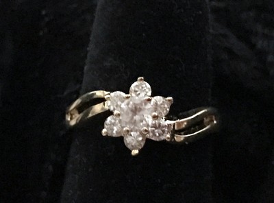   BRIA KATE Clear CZs cubic Zirconia gold plated FLOWER SHAPED RING 