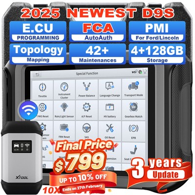 XTOOL D9 S Automotive Topology Diagnostic Scanner Bidrectional E.CU Coding Tool