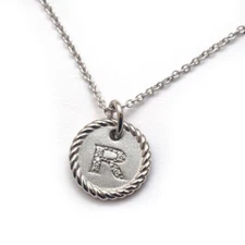 DAVID YURMAN Cabled Round Initial R 18" Necklace in White 18K & Gold Diamond