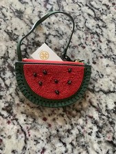 NWT TORY BURCH WATERMELON COIN POUCH KEY RING FOB BAG