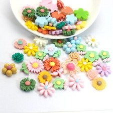 50 Assorted Flatback Resin Rose Daisy Flower Cabochons Embellishments Scrapbook