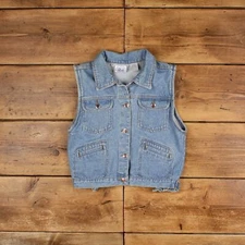 Vintage Rio Vest Gilet M Denim Trucker Blue Womens