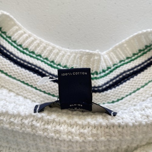 Lands End Drifter Mens M 38 40 White Cricket Tennis Preppy Academia Sweater - Picture 12 of 13