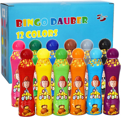 Bingo Daubers Dot Markers - 3 Oz Paint Dotter Bingo Dabbers/Dobbers, Set of 12