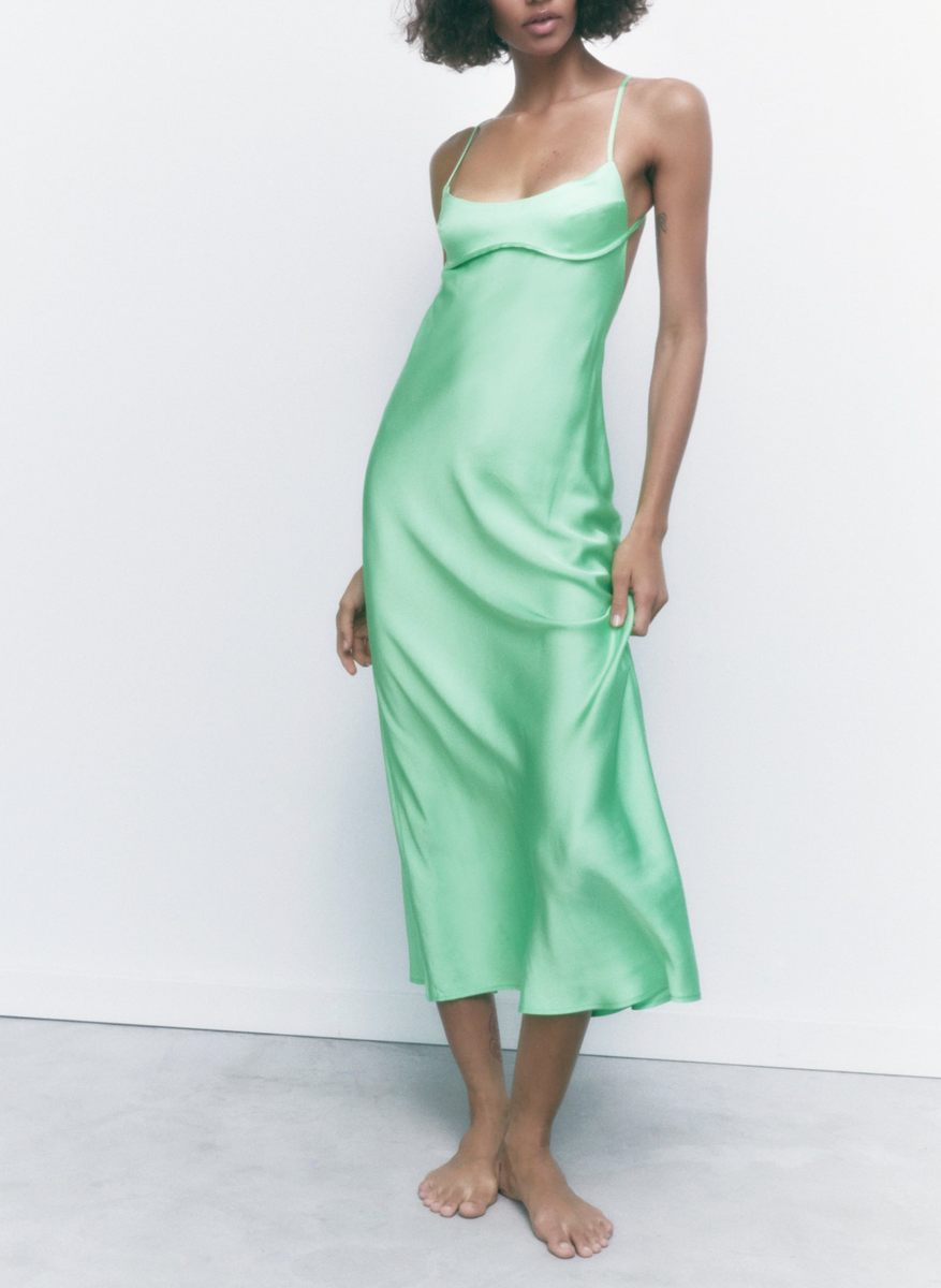 ZARA Mint Green Satin Camisole Slip Midi Dress Size L Bloggers Fave Holiday Chic | eBay UK ZARA Mint Green Satin Camisole Slip Midi Dress Size L Bloggers Fave Holiday Chic | eBay UK