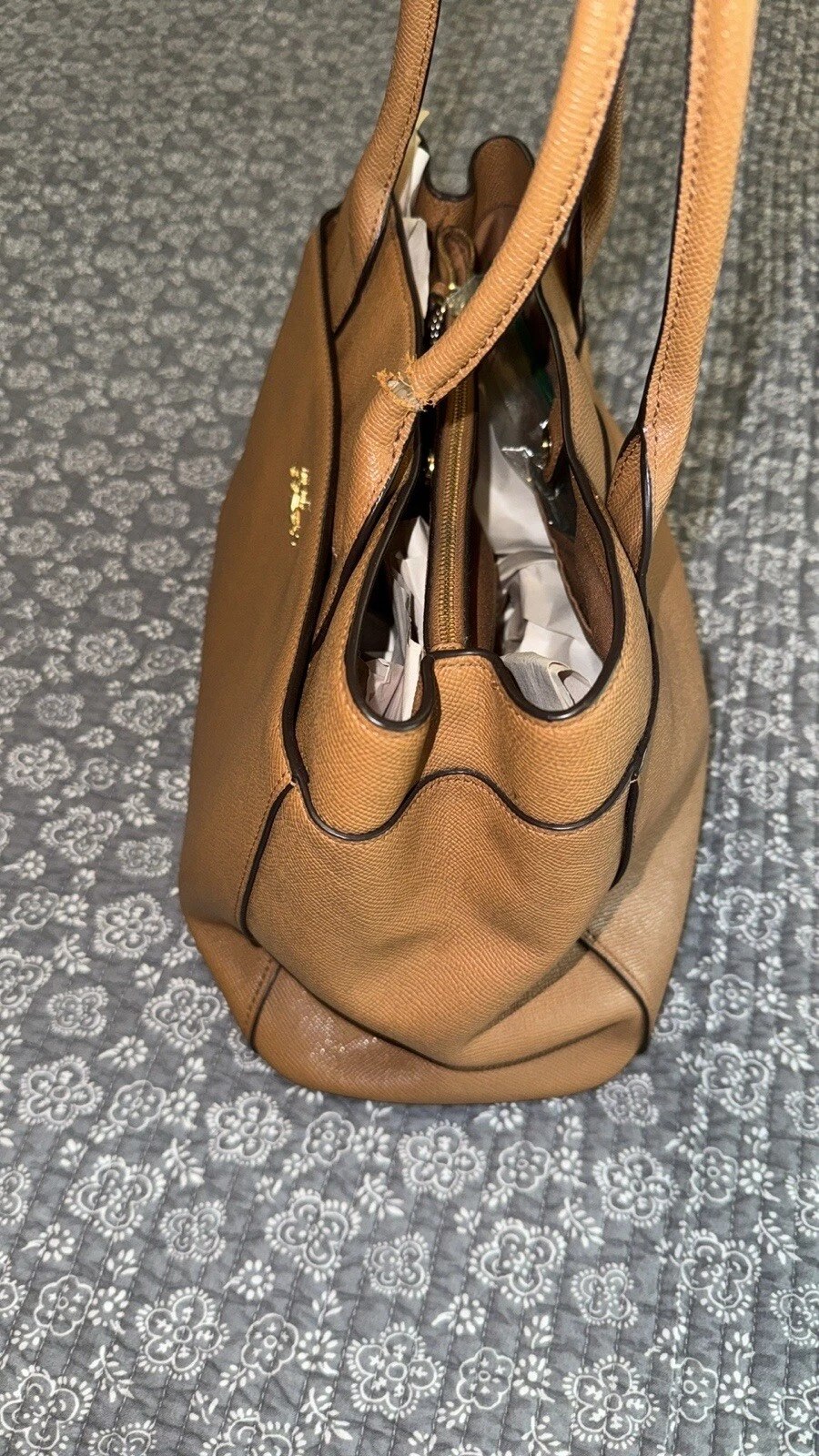 Coach Crossgrain Leather Brown G Casey Tote Carryall Bag Purse F31474