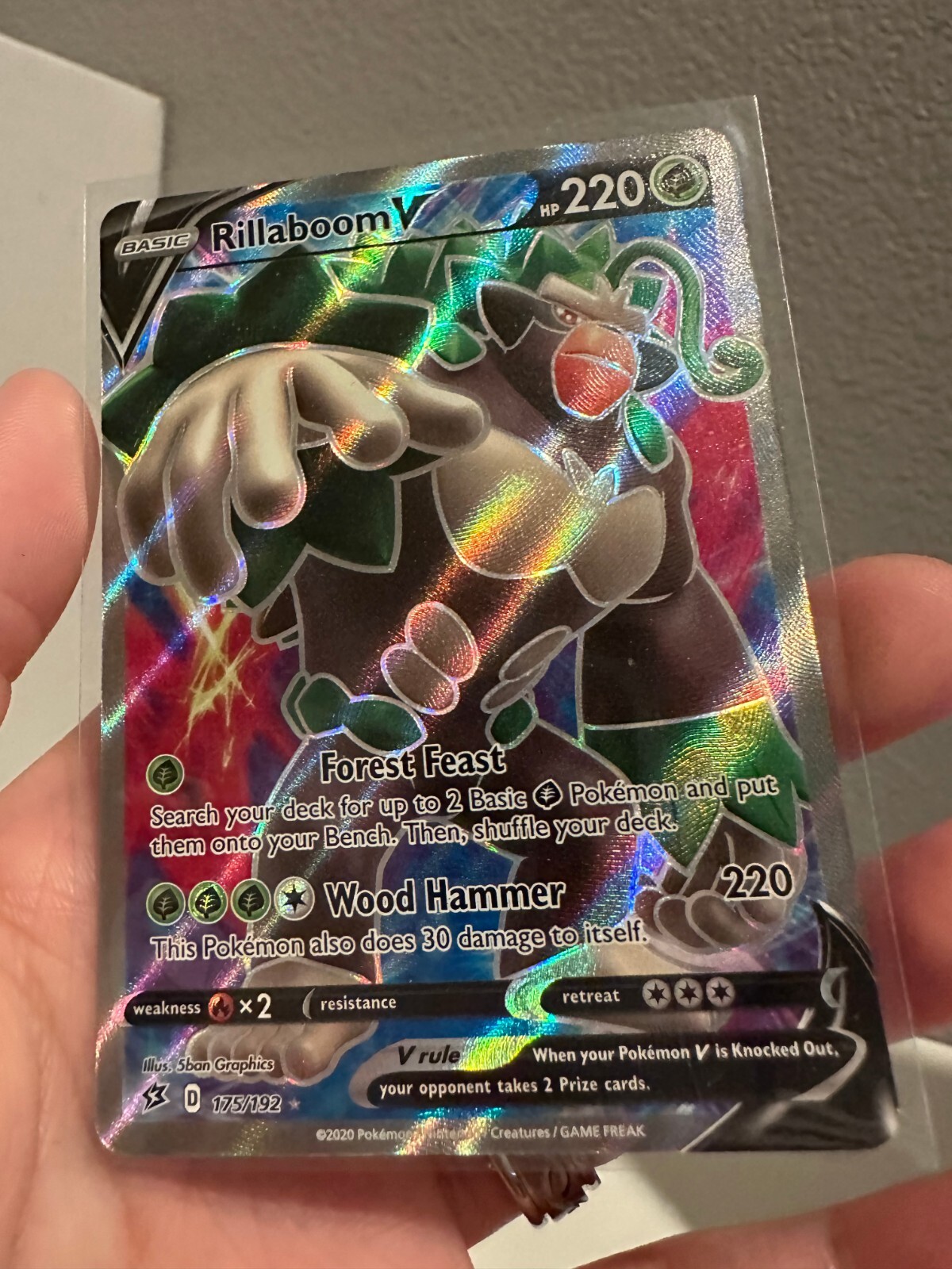 Pokémon TCG Rillaboom V 175/192 SWSH Rebel Clash NM Full Art Ultra NM 11119#020