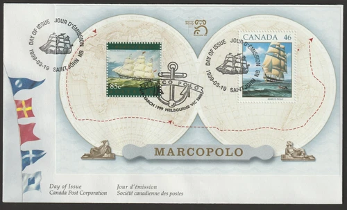 Canada #1779a, Sailing Ship Marco Polo, S/S Joint with Australia Cover, FDC 1999