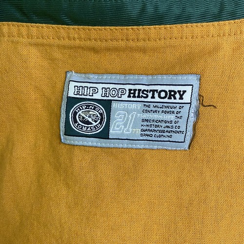 Camicia vintage anni 90 storia hip hop XL giallo verde bottoni Y2K lino cotone - Foto 8 di 13