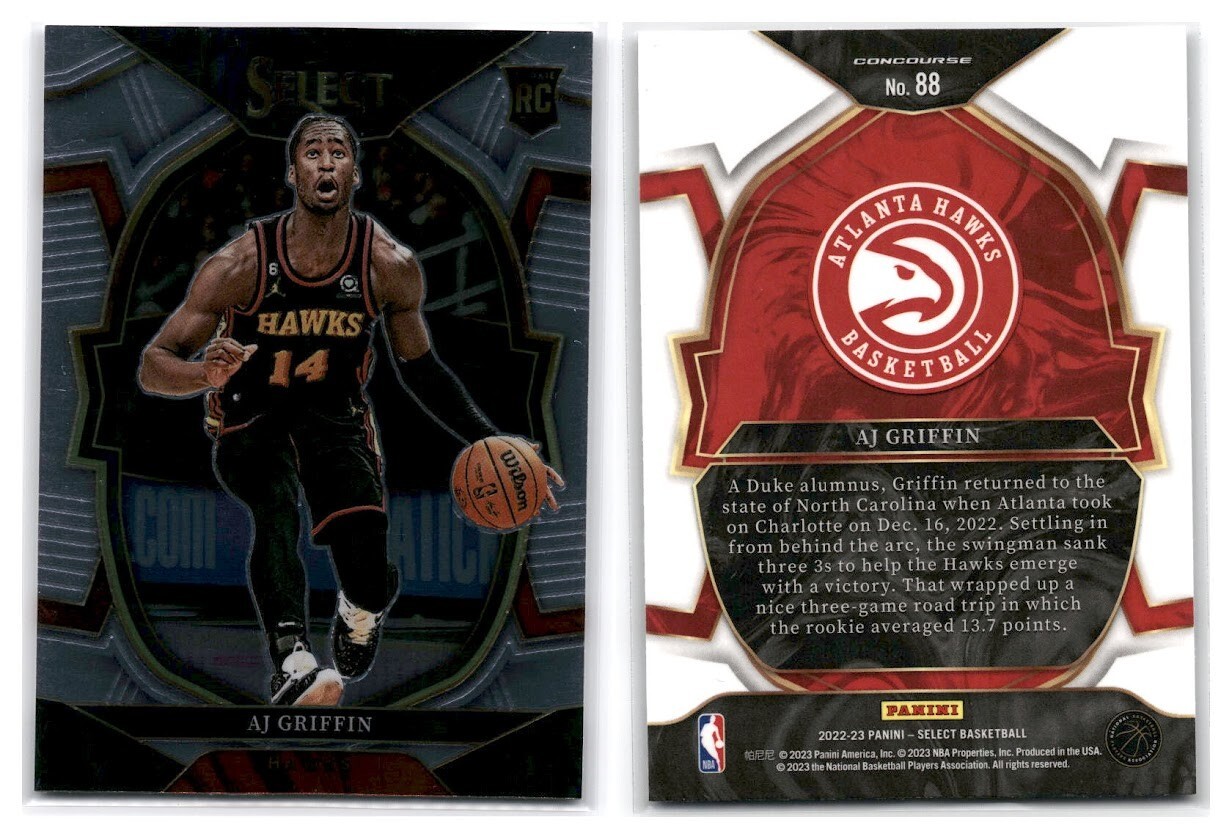2022-23 Panini Select AJ Griffin Rookie Concourse Base #88 - Atlanta Hawks
