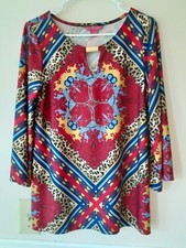 Womens Boho Artsy Tunic Blouse Multicolor Size M Festival Hipster Indie Sale New