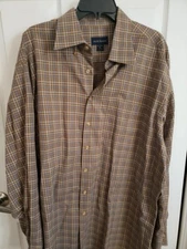 Scott Barber Shirt Men's XXLarge Brown Plaid Long Sleeve Button Down Cotton