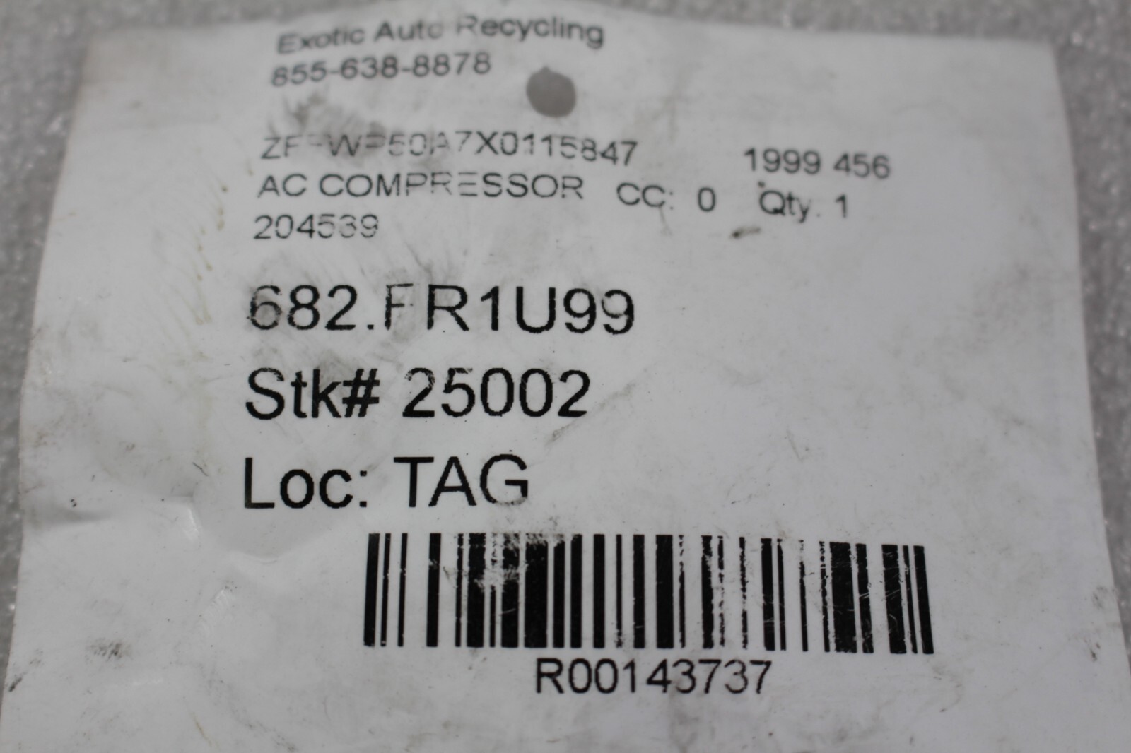 Ferrari 456, 550, 575, 612, AC Compressor, Used, P/N 170594 s/c 204539