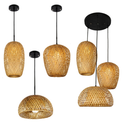Bambus Weben Anhänger Lampe, Vintage Hängen Decke Licht, Dekorative Droplight