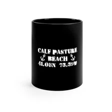 Calf Pasture Beach Norwalk 11oz Black Mug
