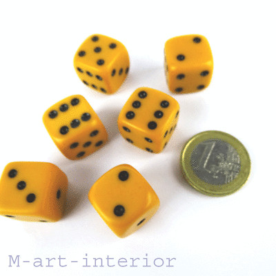 6 Butterscotch DDR Würfel, Bakelite Catalin ?, Faux Amber, Dice Cube Set