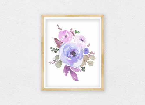 Arte imprimible de flor púrpura para vivero, habitación para niñas arte de pared decoración del hogar - Imagen 3 de 5