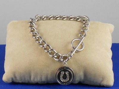 Carolee Silver WORD PLAY DOUBLE TAKE Horseshoe GOOD LUCK Toggle Bracelet