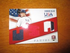 CONNOR OLLIO 2015 Panini USA Baseball Game Used TRIPLE PATCH #5/35 Card