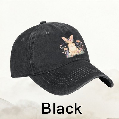 Pastel Bunny Wildflower Baseball Cap Cute Dad Hat
