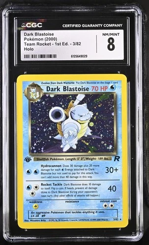 VINTAGE Pokémon Dark Blastoise 3/82 2000 Team Rocket 1st Edition Holo CGC 8 NM