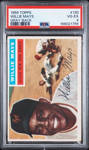 1956 TOPPS GRAY BACK #130 WILLIE MAYS PSA 4