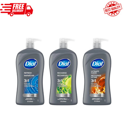 Dial Men 3in1 Body, Hair and Face Wash, 3 Scent, 32 Fl Oz (Pack of 1)...