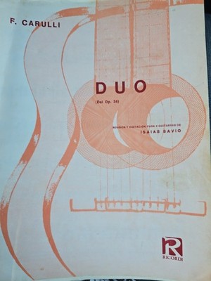 Ferdinando Carulli Del Op 34 Rare Sheet Music 1965 Rev Isaias Savio Ricordi S543