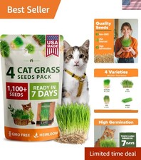 Cat Grass Seed Mix   Non-GMO Oat, Alfalfa, Rye  Wheat Seeds for Cats  Indoo...