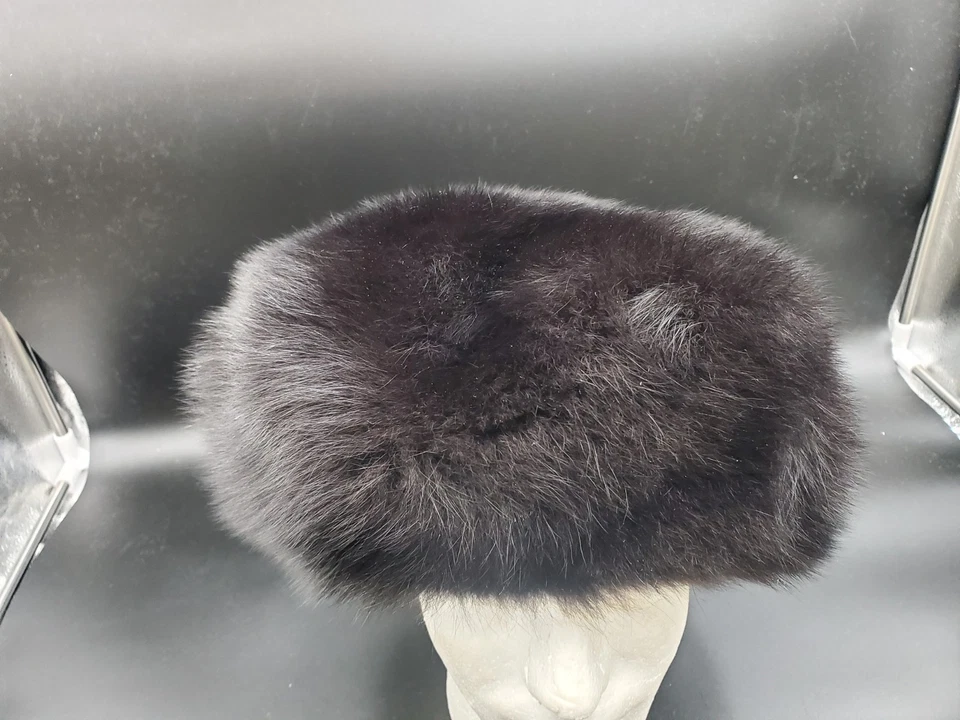 Sombrero pastillero vintage Carl W. Herrmann negro de piel genuina Foto 2 de 4