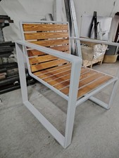 Sedia Moderna In Acciaio E Legno da Esterno Giardino