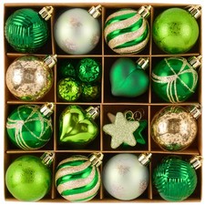 28ct St. Patricks Tree Decorations Ornaments Set, Green and Gold Shatterproof...
