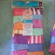 Wonder Nation 14-Pack Girls Hipster Underwear Size 6 Multicolor Cotton Tagless