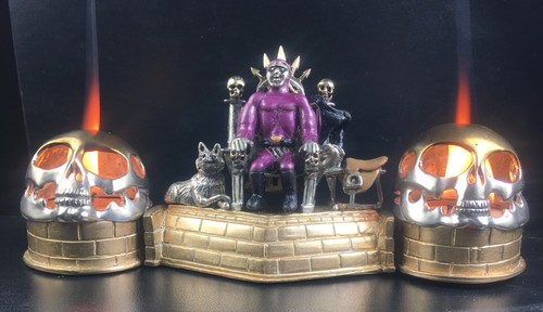 Custom Jeweler made The Phantom 2 tone  Bronze Candle lit skulls statuette