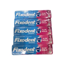 Fixodent Complete Original Denture Adhesive Cream, 2.4 oz,  5-Pack SEALED