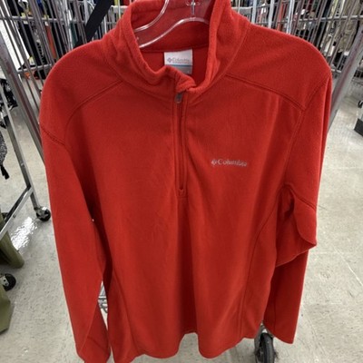 Columbia Red Fleece Pullover Sweater High Neck Zipper Logo Men's Size M