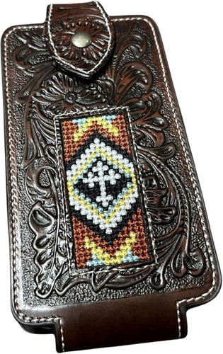 AZTEC COSS LEATHER PHONE HOLSTER POUCH TAPESTRY BELT LOOP UNIVERSAL #EH13018 - Picture 37 of 51