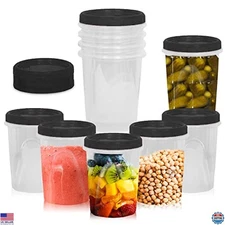 12 Pack 32oz Airtight Deli Containers with Lids, Clear Food Storage, Black Color