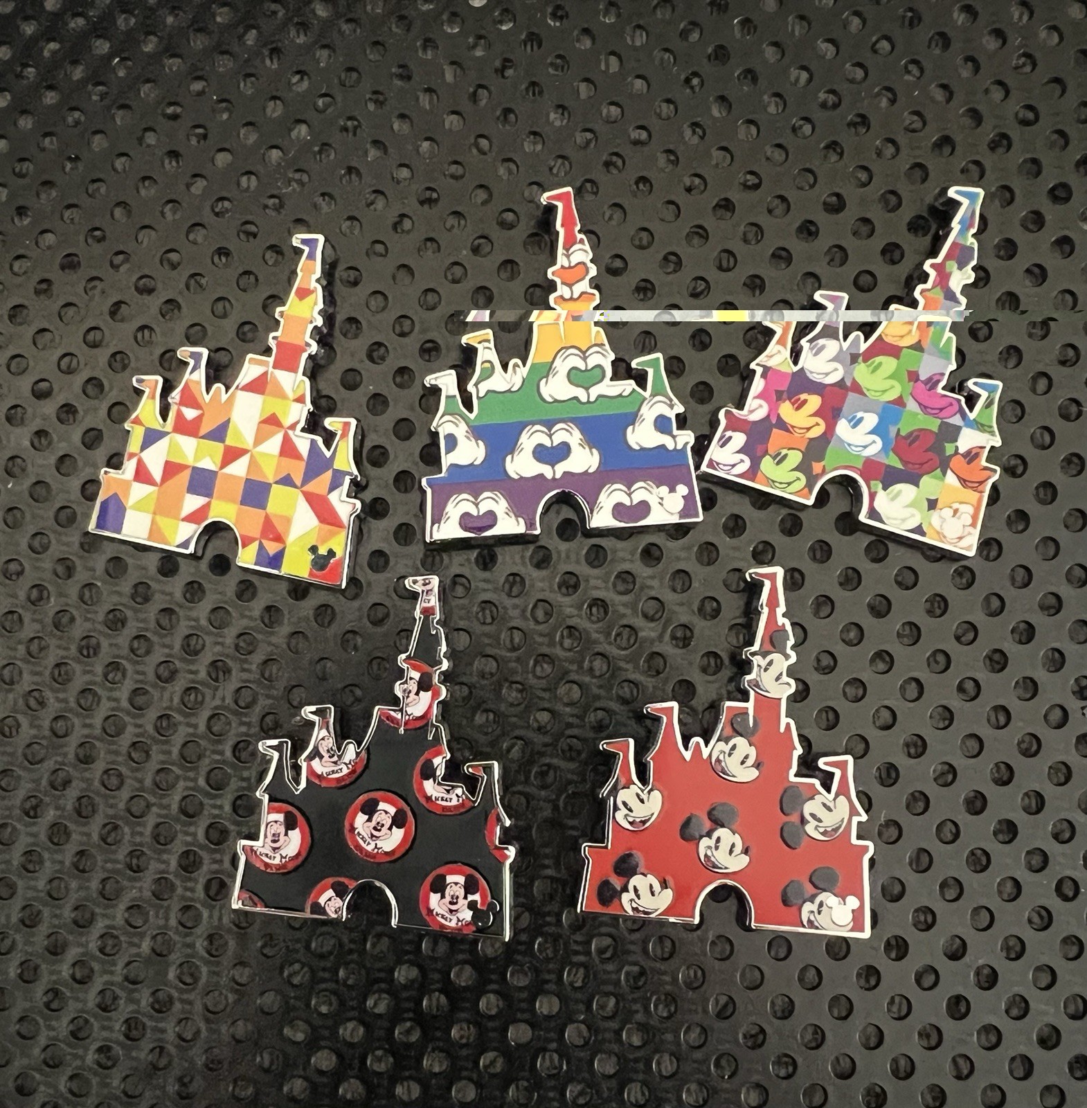 2025 Walt Disney World Hidden Mickey Castle Pin Set of 5 Wave B WDW
