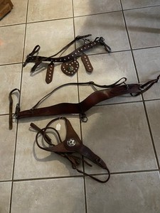 Vintage used leather breast collar lot all for one money FREE SHIPPING