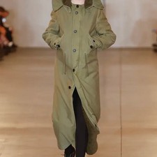 Prada 23fw Long Parka Coat Size 46 with Detachable Fur and Hood